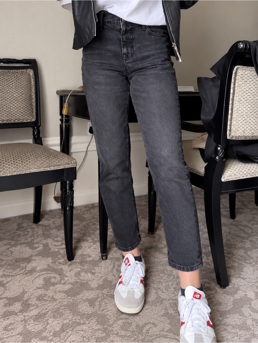 Zara Charcoal Black High Rise Straight Leg Ankle Jeans Size 4
